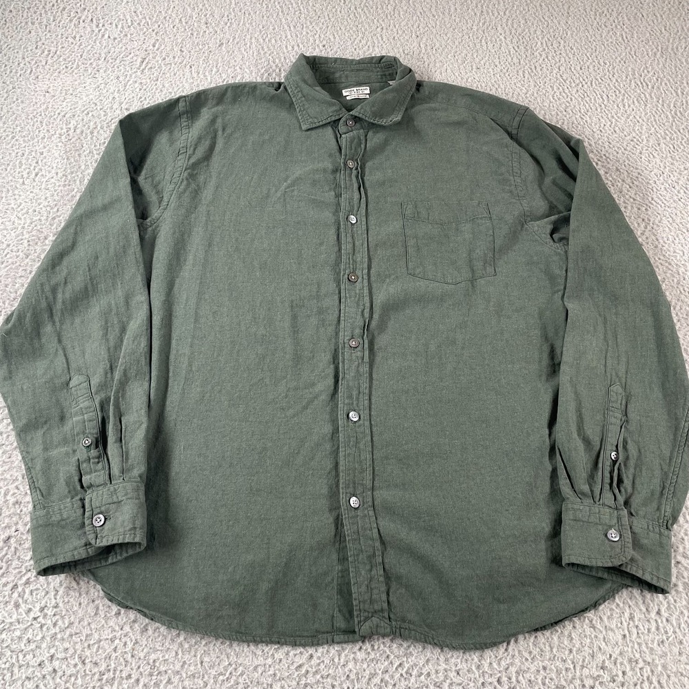 OOBE‎ Brand Men's Button Front Shirt Pocket Forest Green Size XL Long Sleeve